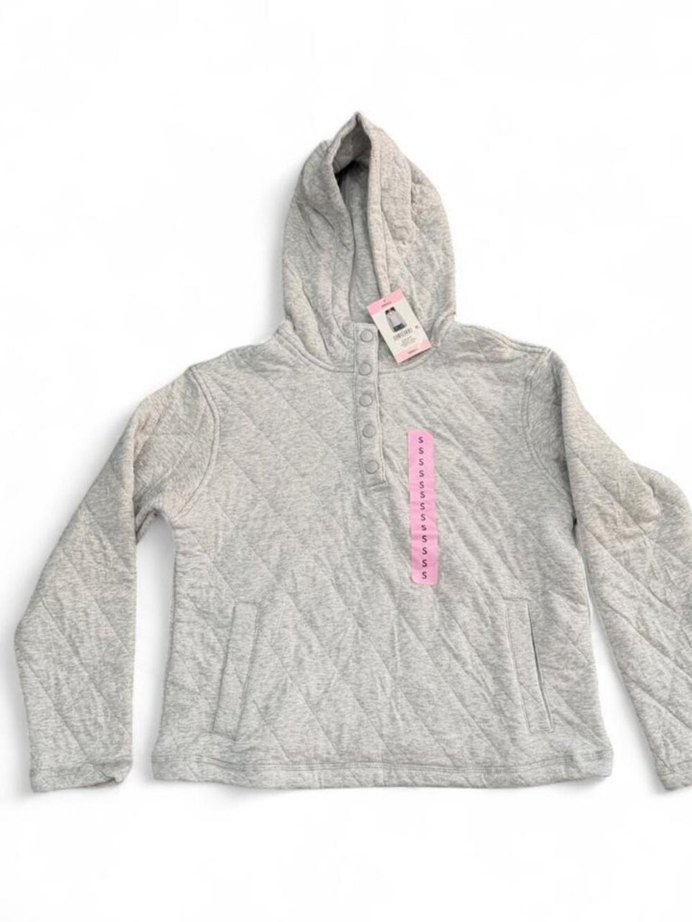 Gray Quilted Diamond Pattern Hoodie